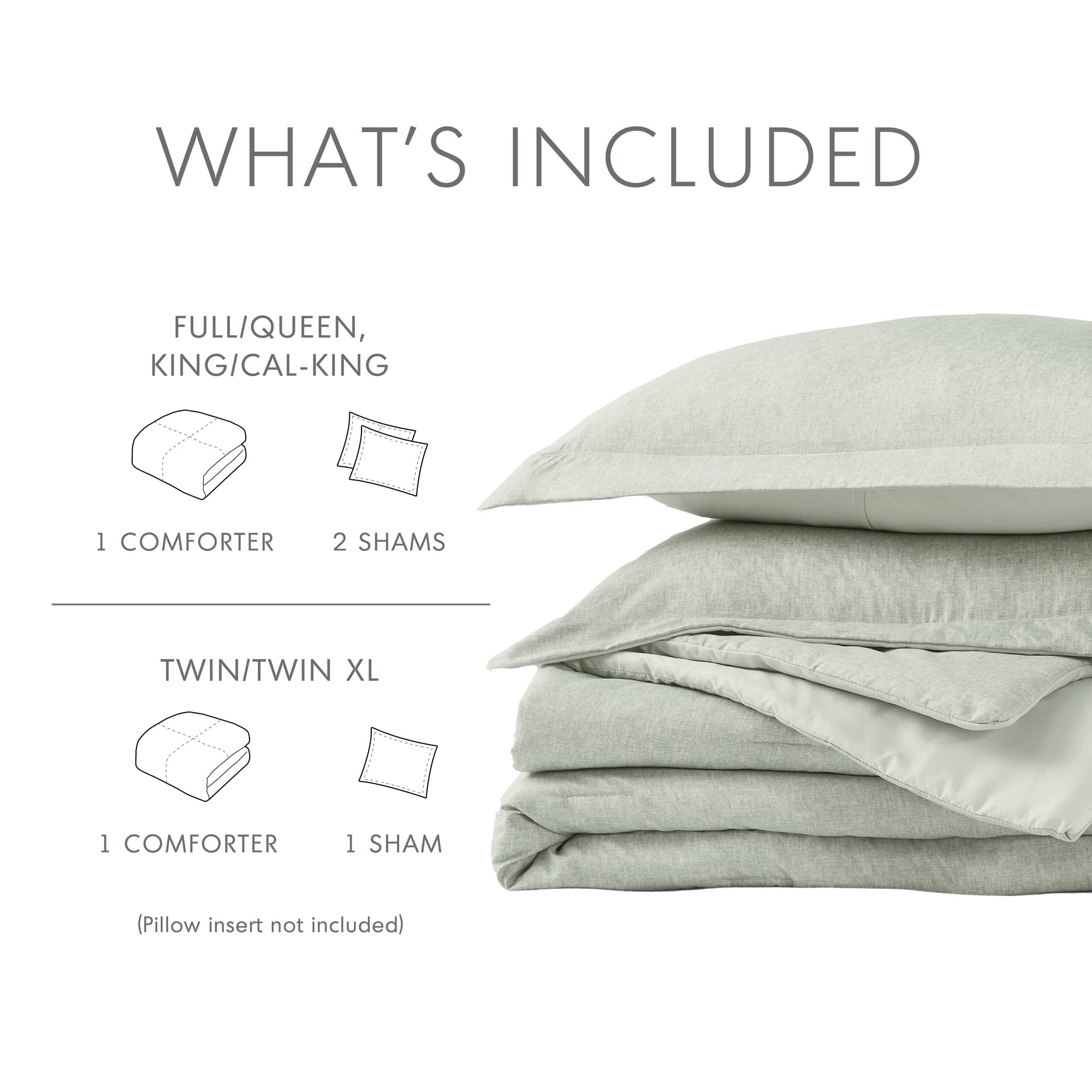 Hypoallergenic Cloud Full/Queen Comforter Sets, Reversible 3 Piece Extra Soft Bedding Set, Chambray Print Sage Green Comforter Bed Set wit... - Hypoallergenic Ultra-Fluffy Quilt for Winter Detail
