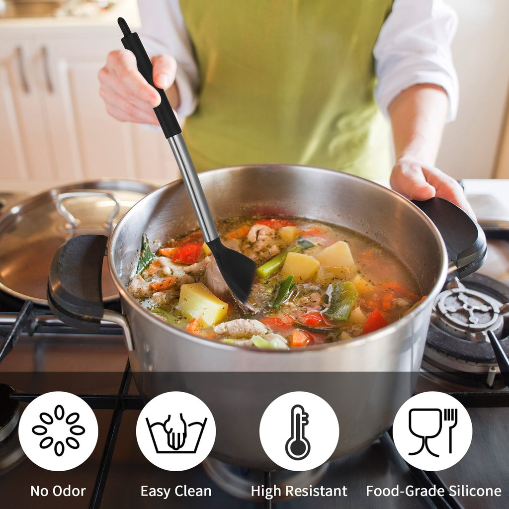 Non-Stick Safe Silicone Cooking Spatulas and Spoons, 4 Pack Heat Resistant Silicone Cooking Utensils Set, Non-stick Large Ki... - Durable Turner & Ladle Utensil Set for Home Chefs Detail