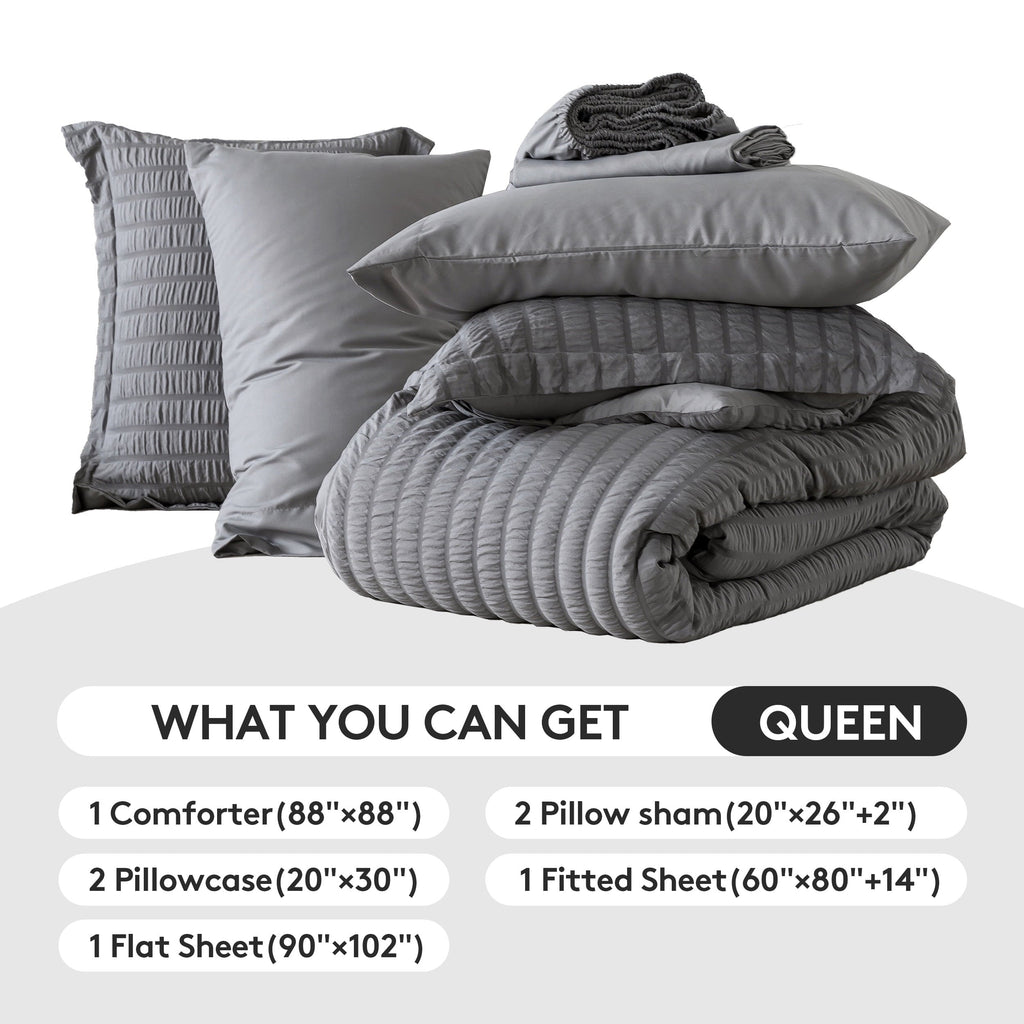 Hypoallergenic Cloud 7 Piece Queen Comforter Set, Bed in a Bag with Sheets, Pillowcases & Shams, All Season Soft Bedding, Cozy and Lightwe... - All-Season Down Alternative Comforter Insert Detail