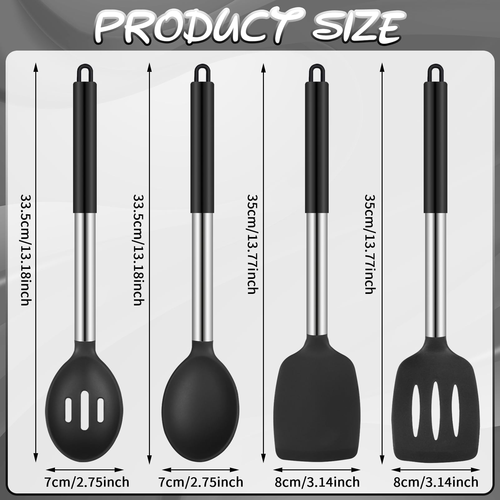 Non-Stick Safe Silicone Cooking Spatulas and Spoons, 4 Pack Heat Resistant Silicone Cooking Utensils Set, Non-stick Large Ki... - Durable Turner & Ladle Utensil Set for Home Chefs Detail