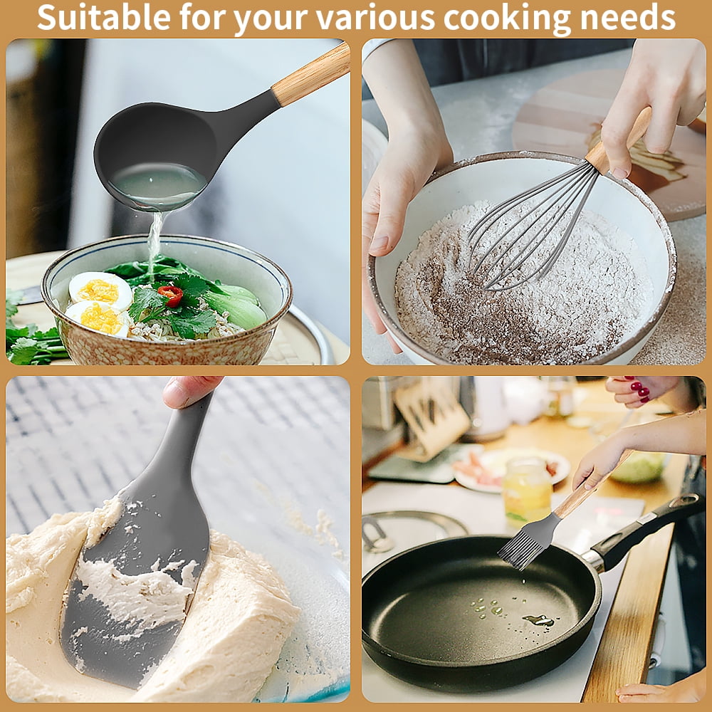 Durable Steel Silicone Wooden Heat Resistant Kitchen Utensil Set, 12 pcs - Heavy Duty Stainless Steel Kitchen Shears Detail