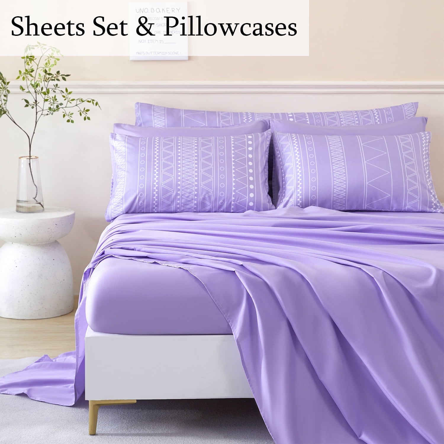 All-Season 8-Pieces Boho Bedding Set Full Lavender Striped Bed in a Bag for Girls Women Soft Fluffy Purple Comforter Set with Sh... - Hypoallergenic Ultra-Fluffy Quilt for Winter Detail