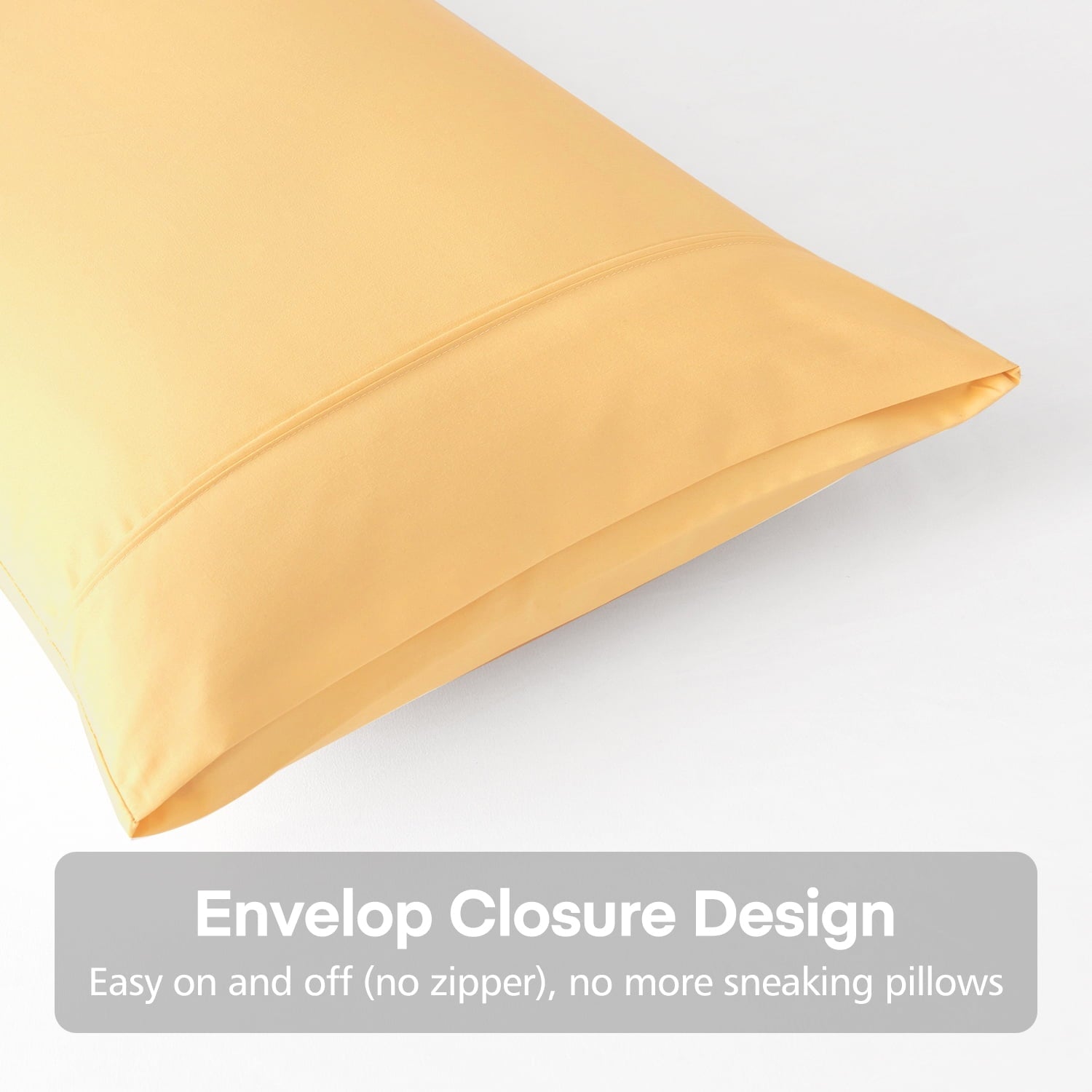 Decorative Plump Solid Print Pillow Cases, King, Beige, 2-Pieces - Orthopedic Shredded Foam Bed Pillow Set Detail