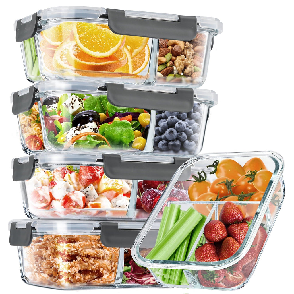 Playful Geometric 8 Pcs Glass Food Storage Containers with Lids, 2 & 3 Compartment Glass Airtight Meal Prep Containers (4 Containers & ... - Playful Star & Heart Shaped Geometric NeeDoh Detail