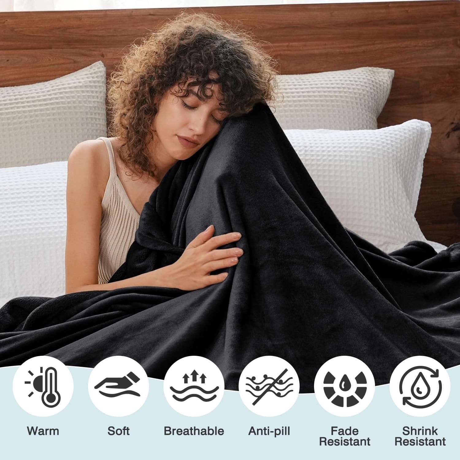 Lightweight Warm Throw Size Blanket, Luxury Plush Cozy Fuzzy Fleece Blanket, Super Soft Warm Big Lightweight Throw Blanket All Seasons... - Super Soft Reversible Sherpa Flannel Blanket Detail