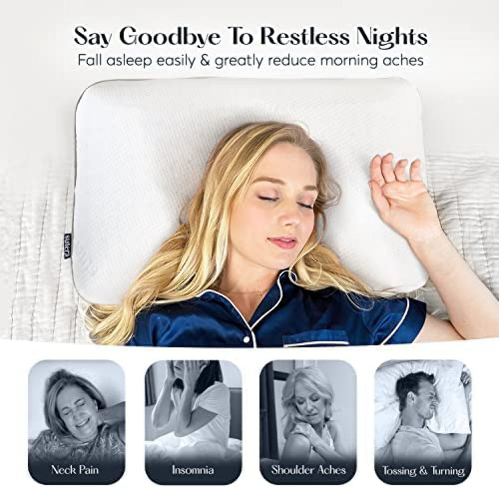 Hotel Collection Plush Zen Bed Pillow, Lavender Scented Cooling Adaptive Memory Foam Queen - Ergonomic Memory Foam Pillow for Neck Pain Support Detail