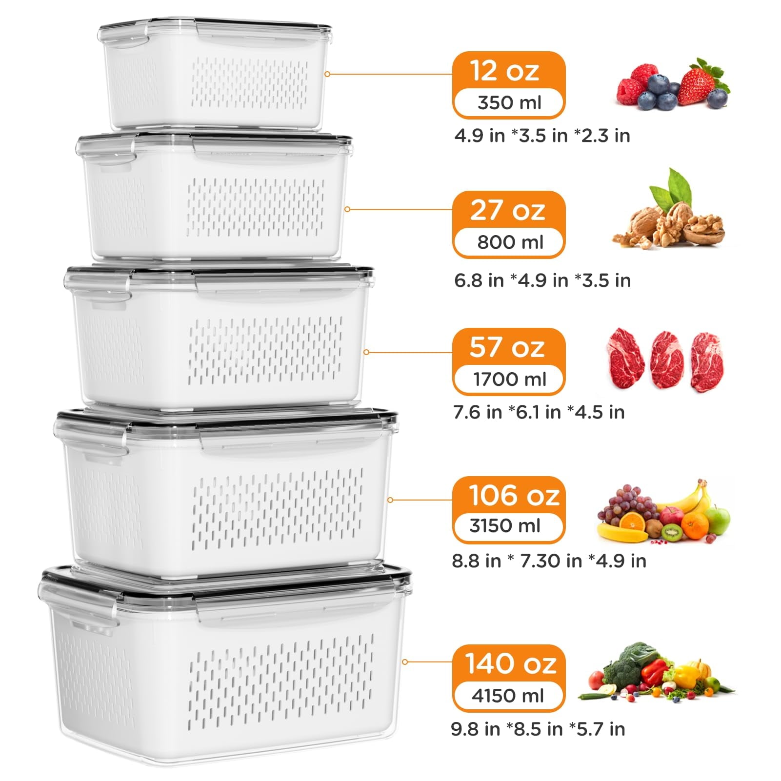 Whimsical Doughnut 5 Pack Fruit Storage Containers for Fridge with Removable Colanders and Lids, 5 in 1 Leakproof Fridge Organizer Bins ... - Squishy Dohnut Sweet Treat Shaped Stress Toy Detail