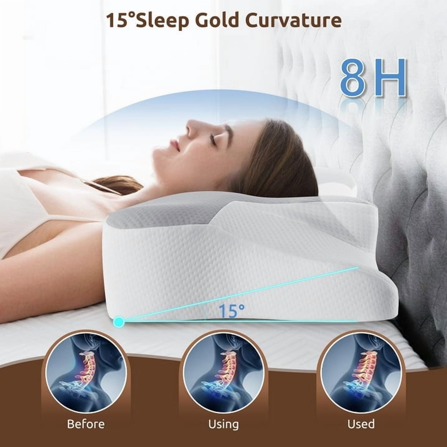 Ergonomic Memory Foam Cervical Pillow for Sleeping Memory Foam Neck Pain Relief Contour Orthopedic Ergonomic Pillows for Women Side Sleeper... - Ergonomic Memory Foam Pillow for Neck Pain Support Detail
