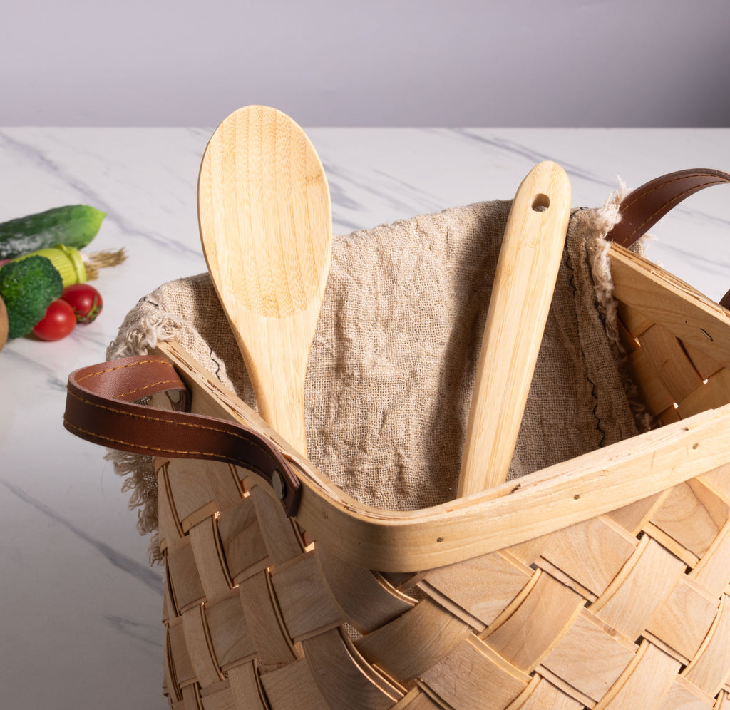 Heavy Duty Bamboo Cooking Spoon Natural Bamboo Crafted, 13" L, Kitchen Prep - Multi-Purpose Hand Tool for Daily Meal Prep Detail