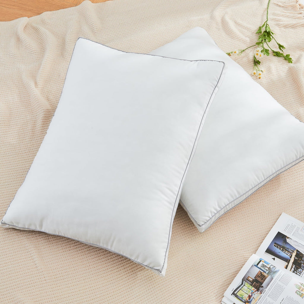 Orthopedic Support 2 Pack Pillows for Bed, Standard Size Pillows Insert for Side and Back Sleepers, Soft Down Alternative Microfiber Fil... - Decorative Throw Pillow Cushion for Sofa & Bed Detail