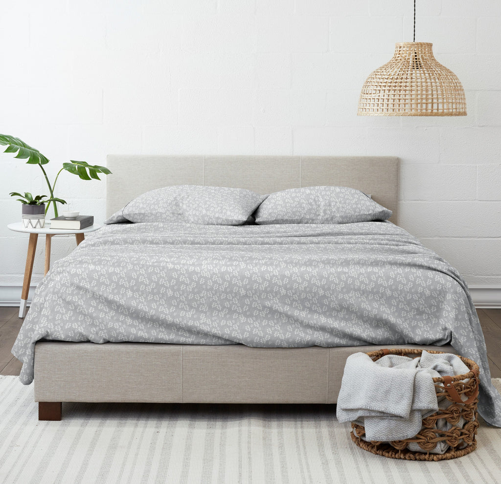 Ultra-Soft 4 Piece Pattern Microfiber Bed Sheets Set, Gray Wheat, Full - Luxury Bed Sheet Set with Deep Pockets Detail