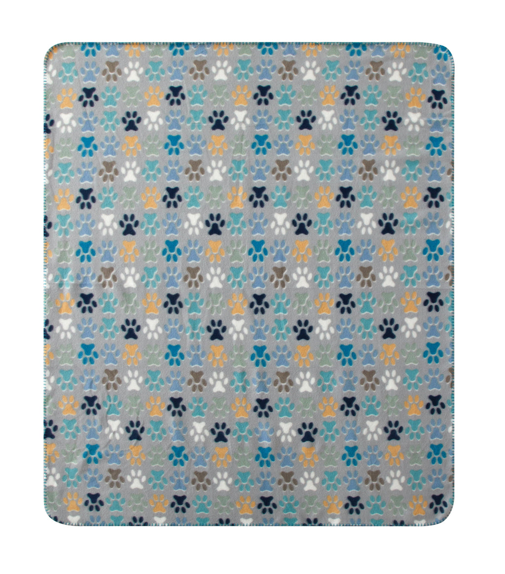 Super Soft Flannel Cozy Fleece Throw Blanket, Gray Paw 50" x 60", All Ages - Cozy Fleece Throw Blanket for Couch & Bed Detail