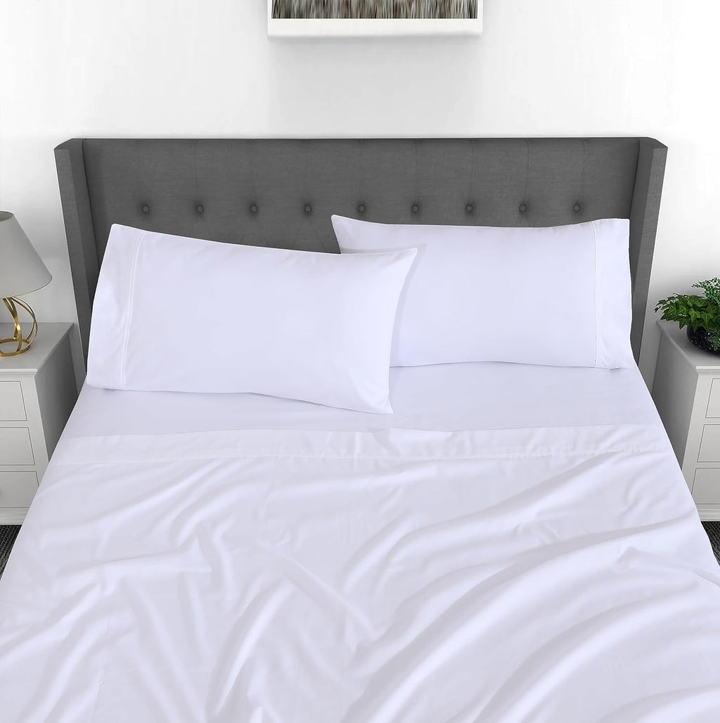Cooling Sateen Set - Luxurious Silky Soft Microfiber Bedding - Cozy & Comfy - 15 inch Deep Pocket (Fits up to 17") Hotel Bed - 4 Pcs... - Premium Ultra-Soft Pillowcase Pair for Sleeping Detail