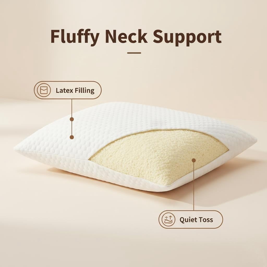Decorative Plump Queen Size Latex Pillow (2 Pack) Shredded Natural Latex Cooling Bed Pillows for Side & Back Sleepers, Medium Firm Sup... - Orthopedic Shredded Foam Bed Pillow Set Detail
