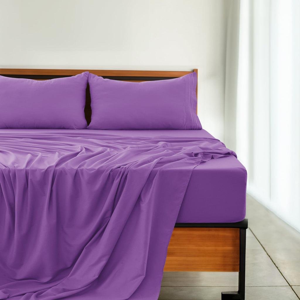 Premium Egyptian Cotton Queen Size Sheets Set Brushed Microfiber High GSM, 4 Piece Sheet Set Upto 16 Inches Deep Pocket Bedding Sheets & Pillow - Luxury Bed Sheet Set with Deep Pockets Detail