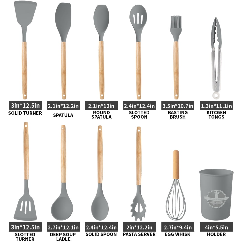 Durable Steel Silicone Wooden Heat Resistant Kitchen Utensil Set, 12 pcs - Heavy Duty Stainless Steel Kitchen Shears Detail