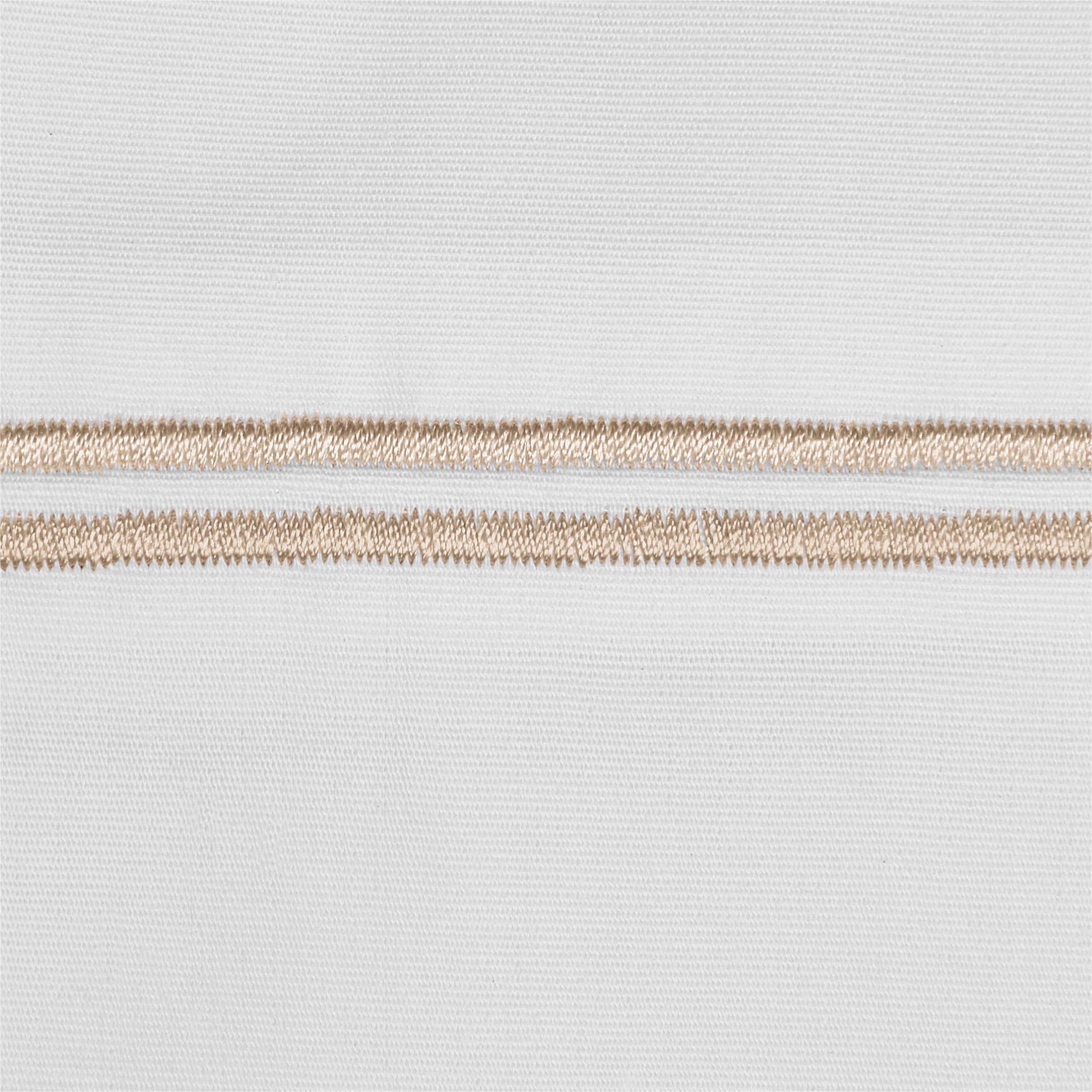 Cooling Sateen 4-Piece 300 Thread Count White Pima Cotton Bed Sheet Set with Tan Hem, Full , Adult/Teen - Breathable Egyptian Cotton Flat & Fitted Sheets Detail