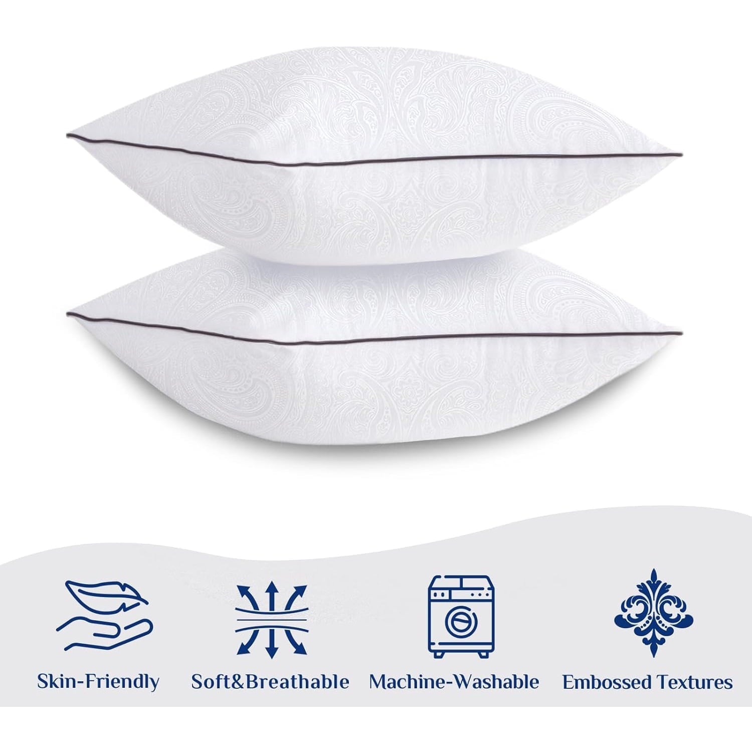 Decorative Plump for Sleeping, Soft and Supportive Throw for Couch, Bed and Sofa, Down Alternative Pillow, 26x26 Inches - Decorative Throw Pillow Cushion for Sofa & Bed Detail