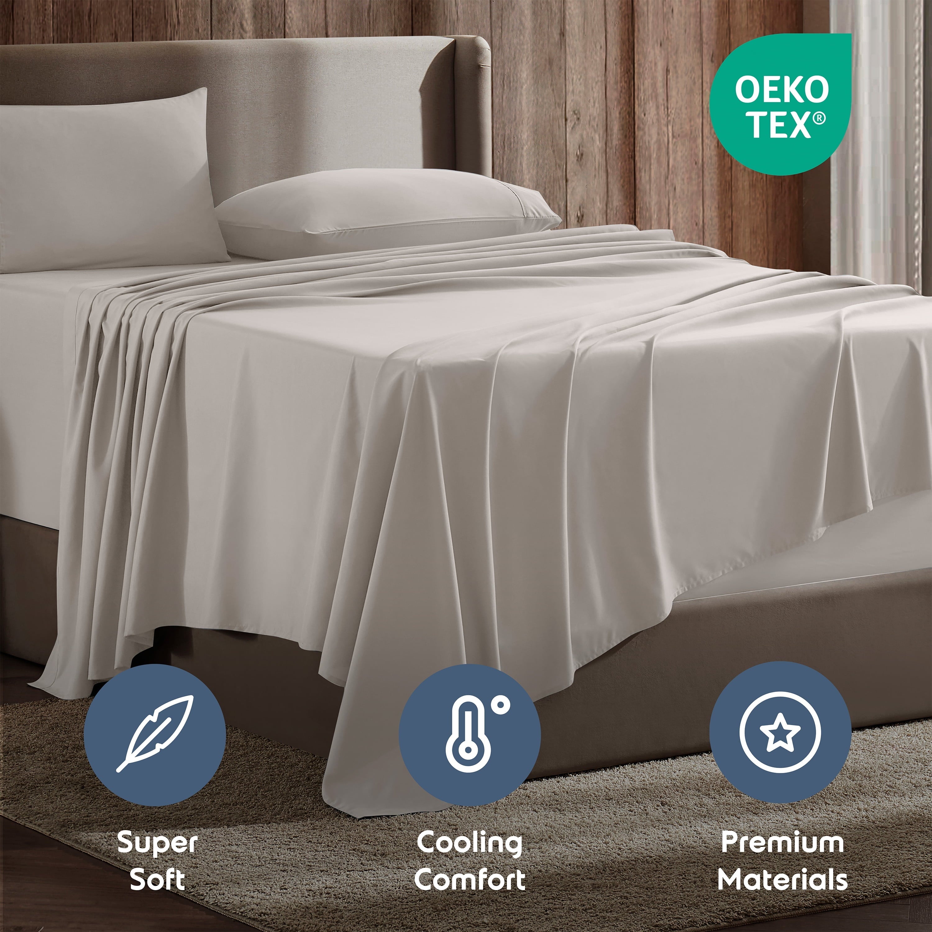 Ultra-Soft Extra Deep Pocket Full Sheets Set, 4 Piece, Fits 18"-24" Mattress, Breathable & Extra Soft Bed Sheets, Linen - Luxury Bed Sheet Set with Deep Pockets Detail