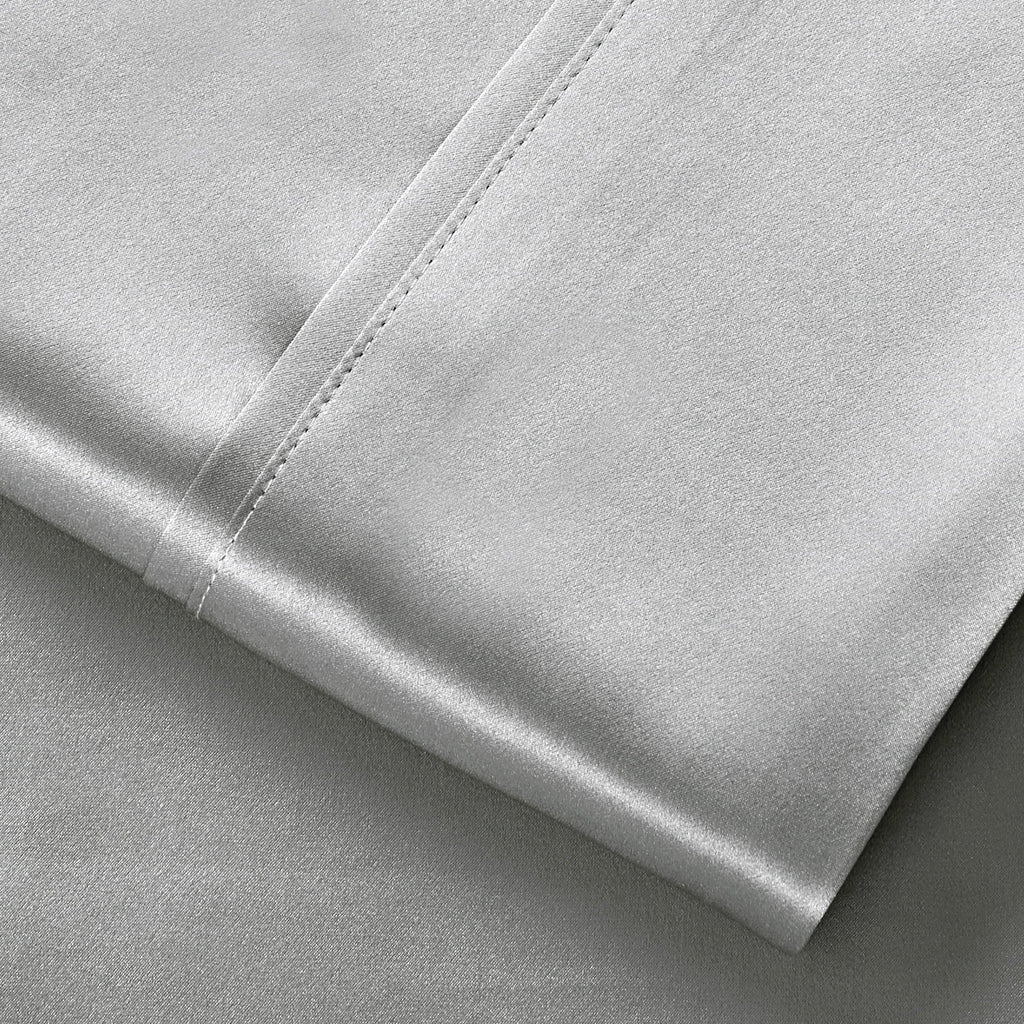 Breathable Luxury Luxury Satin Sheets Set Full Size Light Gray, 4-Piece Bedding Sets with Deep Pockets - Soft and Smooth Satin Bed Shee... - Premium Ultra-Soft Pillowcase Pair for Sleeping Detail