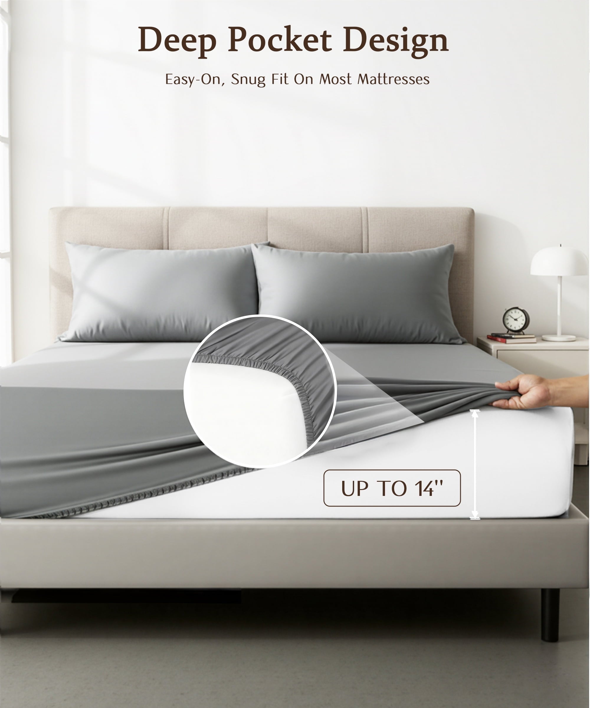 Premium Egyptian Cotton Full Size 4 Piece Sheet Set, Comfy Breathable Cooling Bed Sheets Set, Hotel Luxury Bedding, Deep Pockets, Ultra-Soft,... - Premium Ultra-Soft Pillowcase Pair for Sleeping Detail