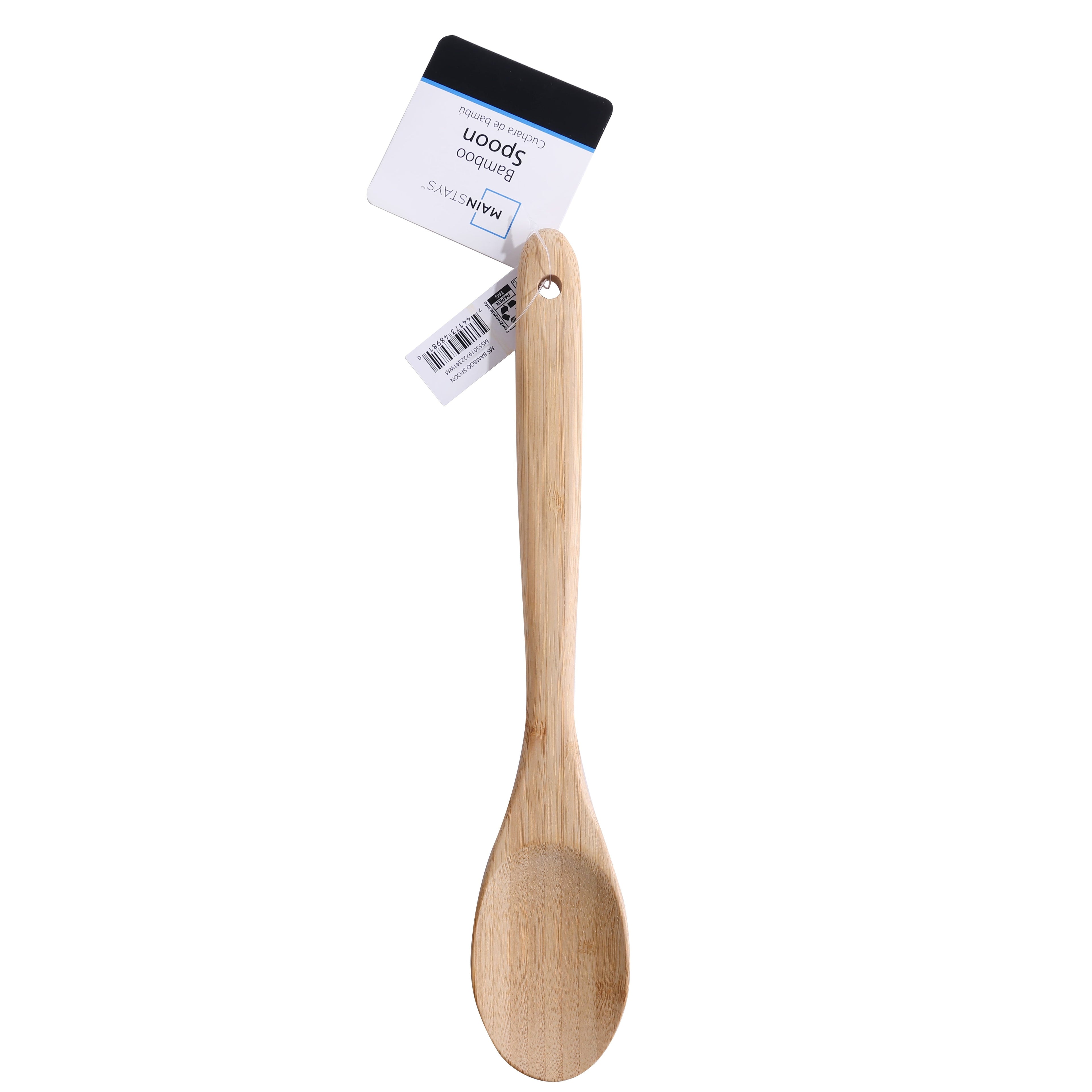 Heavy Duty Bamboo Cooking Spoon Natural Bamboo Crafted, 13" L, Kitchen Prep - Multi-Purpose Hand Tool for Daily Meal Prep Detail