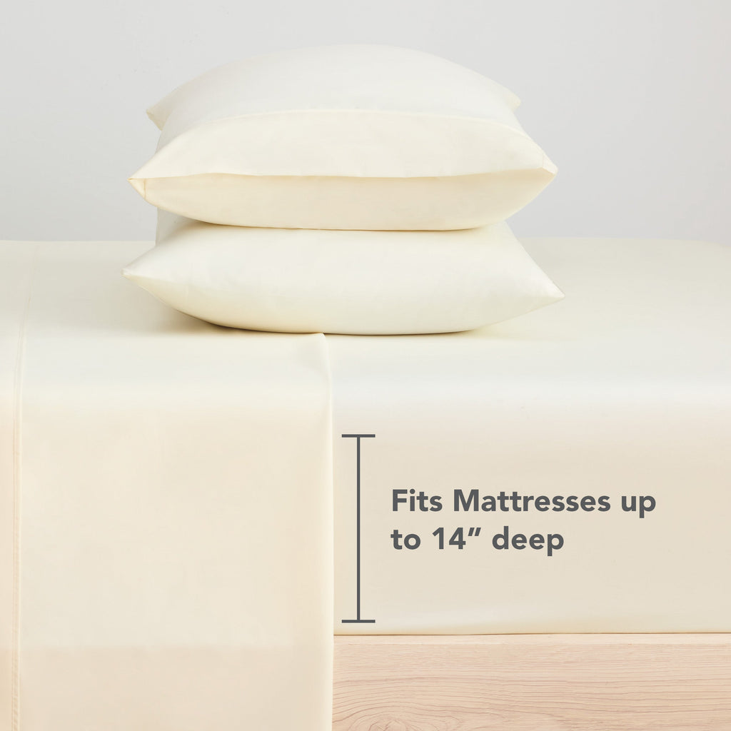 Cooling Sateen Brushed Microfiber Fitted Sheets - Bedding Essentials - Full - (6 Pack) Ivory - Cooling Hotel Quality Bedding Sheets and Pillowcases Detail