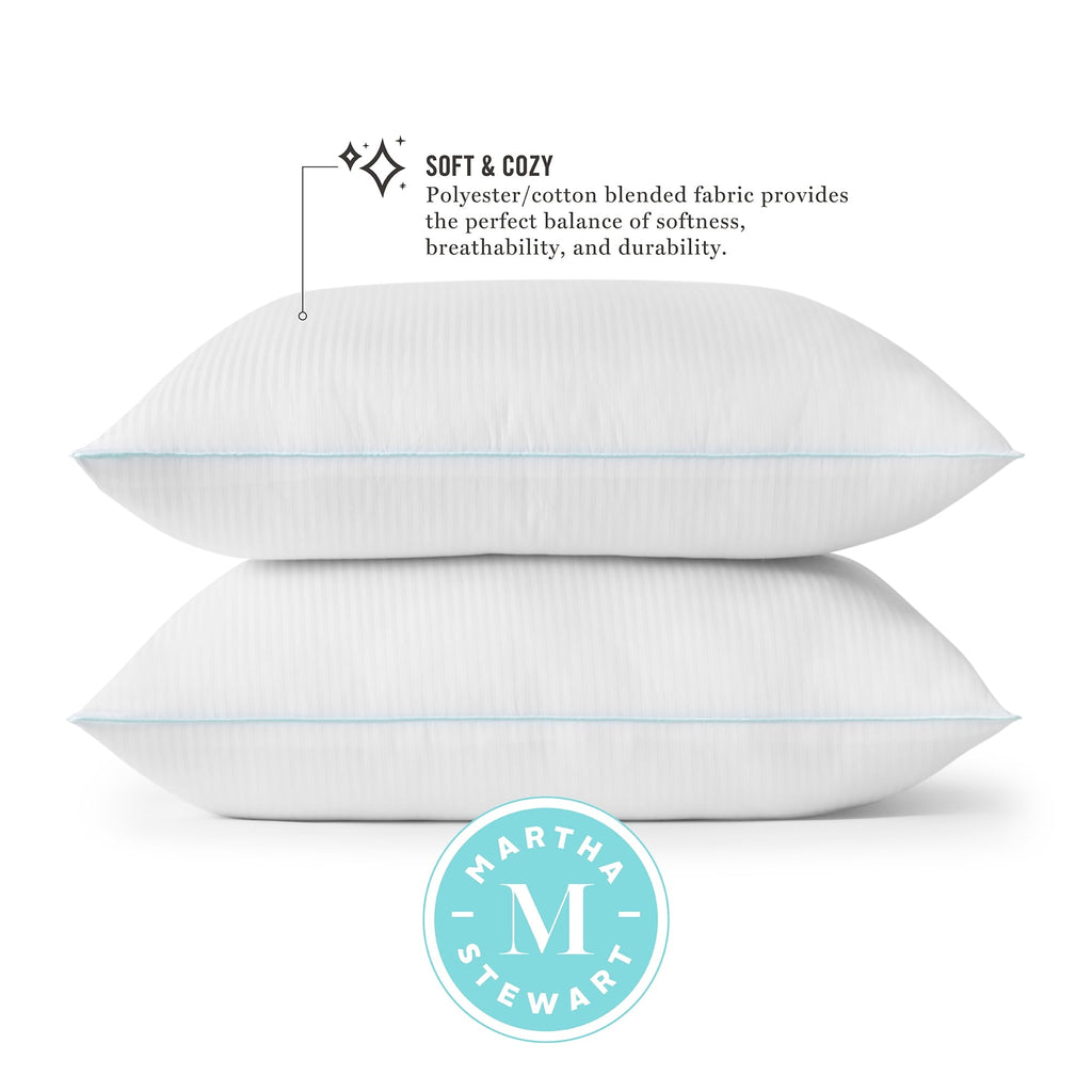 Ergonomic Memory Foam Classic Stripe Bed Pillows Standard / Queen Size Set Of 2, Enhanced Loft Plush Pillow for All Sleep Positions, 20" x ... - Decorative Throw Pillow Cushion for Sofa & Bed Detail