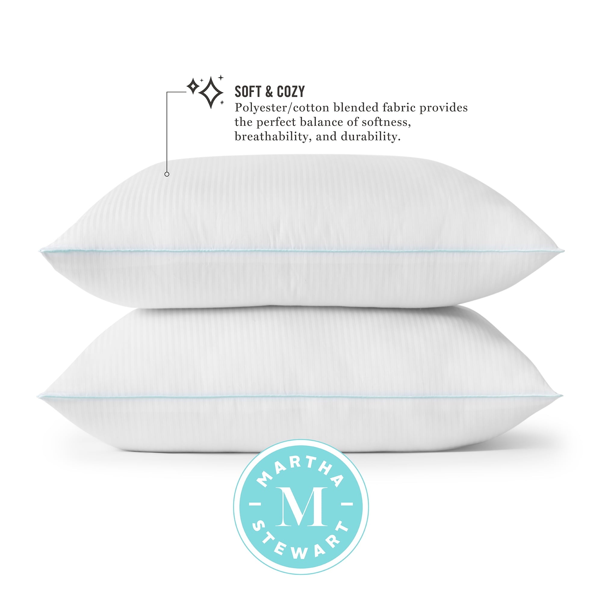 Ergonomic Memory Foam Classic Stripe Bed Pillows Standard / Queen Size Set Of 2, Enhanced Loft Plush Pillow for All Sleep Positions, 20" x ... - Decorative Throw Pillow Cushion for Sofa & Bed Detail