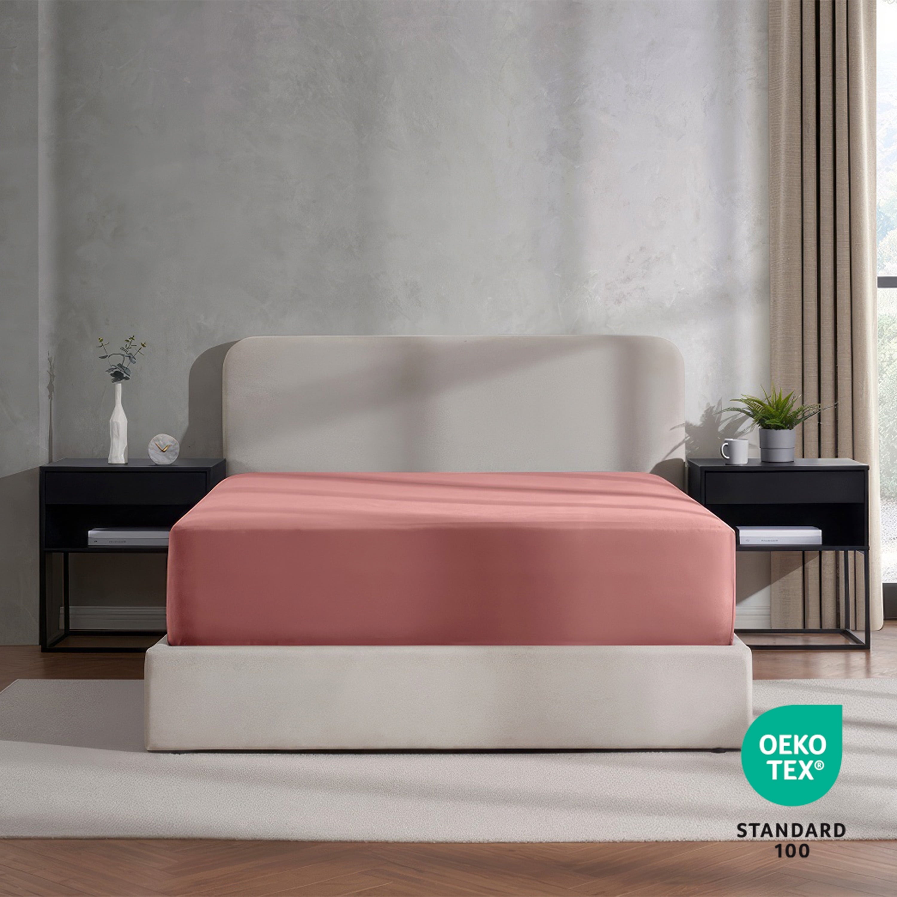 Ultra-Soft Extra Deep Pocket Twin XL Fitted Sheet Only, Fits 18" to 24" Mattress, Soft Microfiber Fitted Bed Sheet, Pink Clay - Premium Ultra-Soft Pillowcase Pair for Sleeping Detail