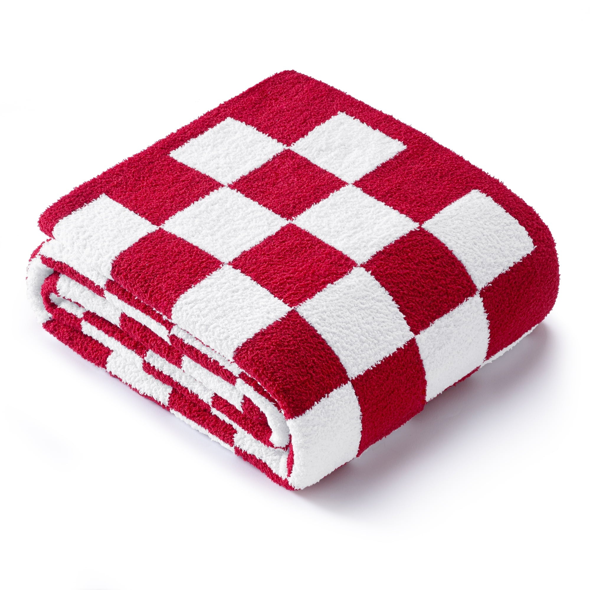 Decorative Knitted Checkered Knit Throw Blanket, Ultra Soft Cozy Fluffy Checkerboard Blankets, Lightweight Fuzzy Plush Throw for Couch a... - Super Soft Reversible Sherpa Flannel Blanket Detail