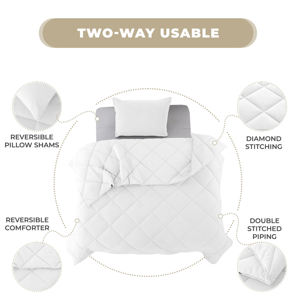Heavyweight Warmth Lux Decor All-Season Comforter Sets Twin Size 2 PC, Reversible Bedding Set with Diamond Quilted Design Comforter and ... - Luxurious Quilted Duvet Cover Set Detail