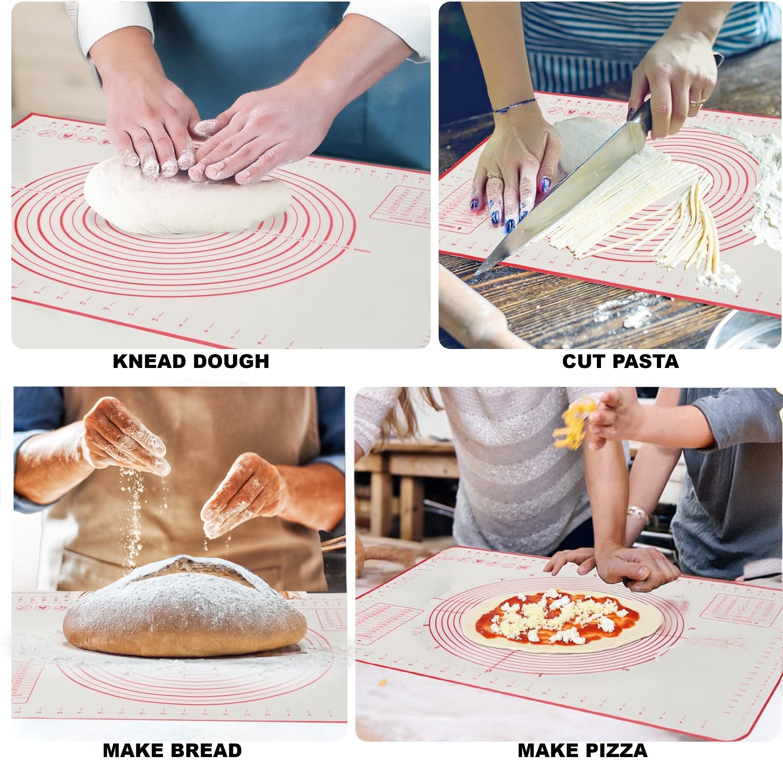 Premium Kitchen Reusable Silicone 24"x 18" Pastry Mat with Measurements - Innovative Kitchen Helper for Modern Cooking Detail