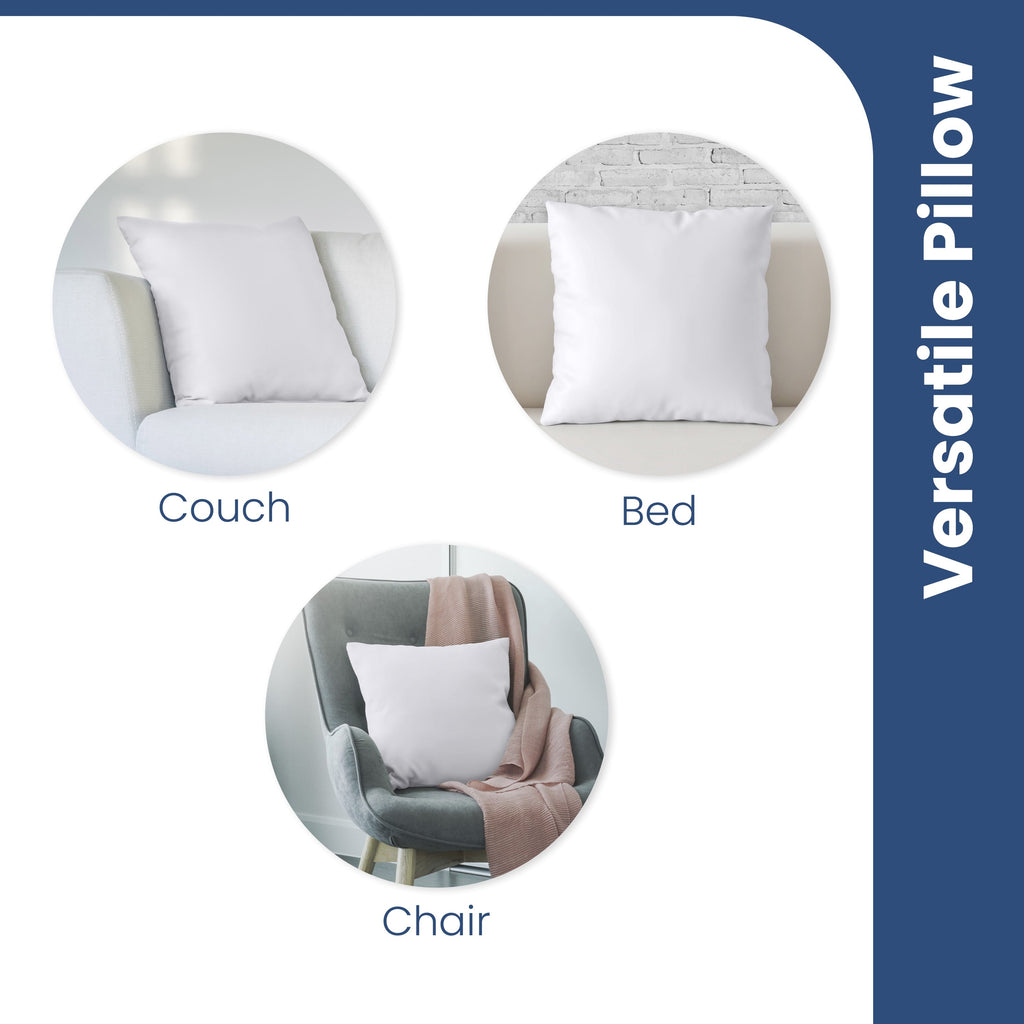 Ergonomic Memory Foam Down Alternative White Euro Pillow Insert 26x26 – Soft & Durable - Hotel Quality Plush Sleeping Pillows Detail