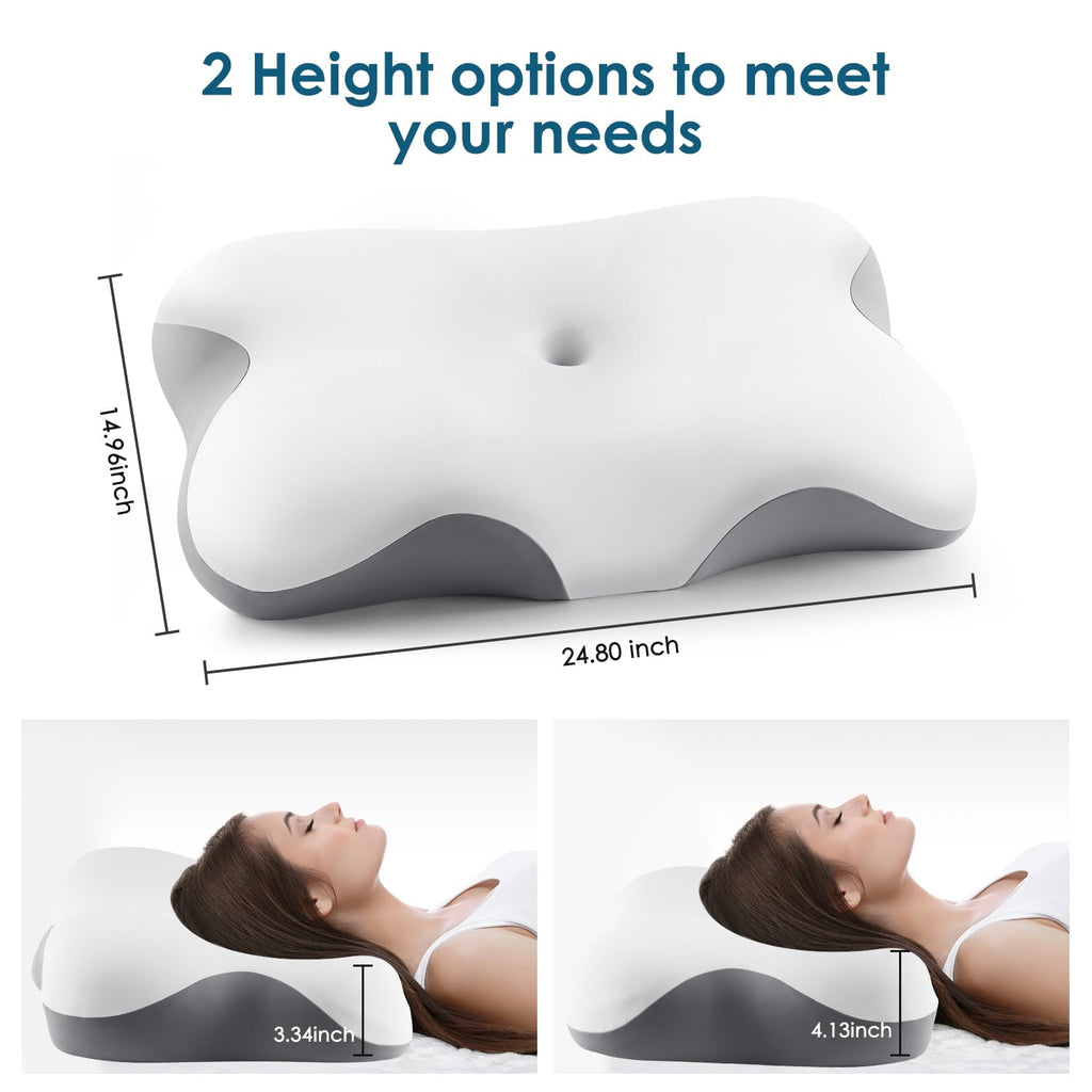 Decorative Plump Memory Foam Bed Pillow for Pain Relief,Ergonomic Memory Foam Pillows for Sleeping for Side Back Stomach&Sleepers with... - Hotel Quality Plush Sleeping Pillows Detail