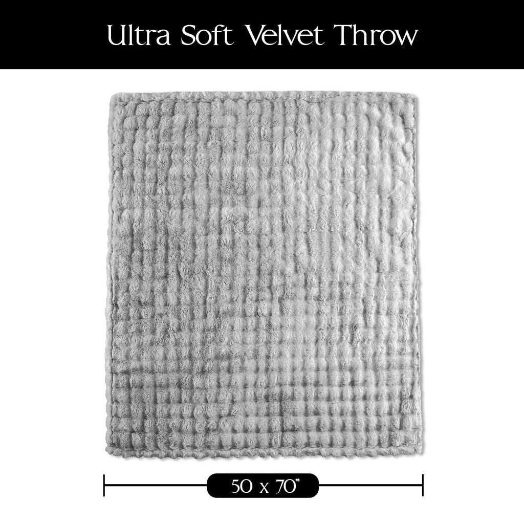 Cozy Fleece Serenade Gray Textured Faux Fur Throw Blanket, 50 x 70 - Cozy Fleece Throw Blanket for Couch & Bed Detail