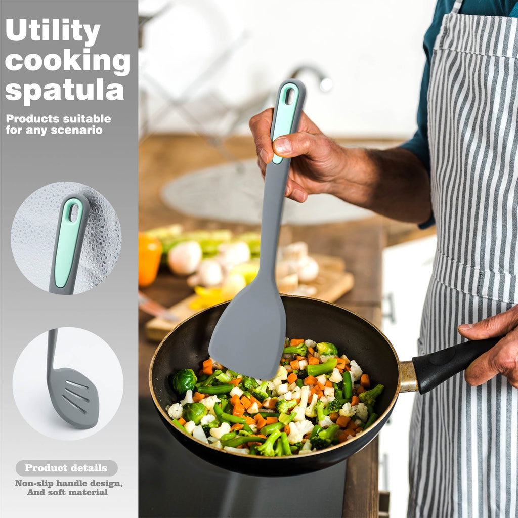Durable Steel 5 Pieces Silicone Spatula Set, Non-Stick Silicone Turner Spatulas, Heat Resistance Cooking Utensils, Fli... - High-Precision Culinary Tool for Baking & Cooking Detail
