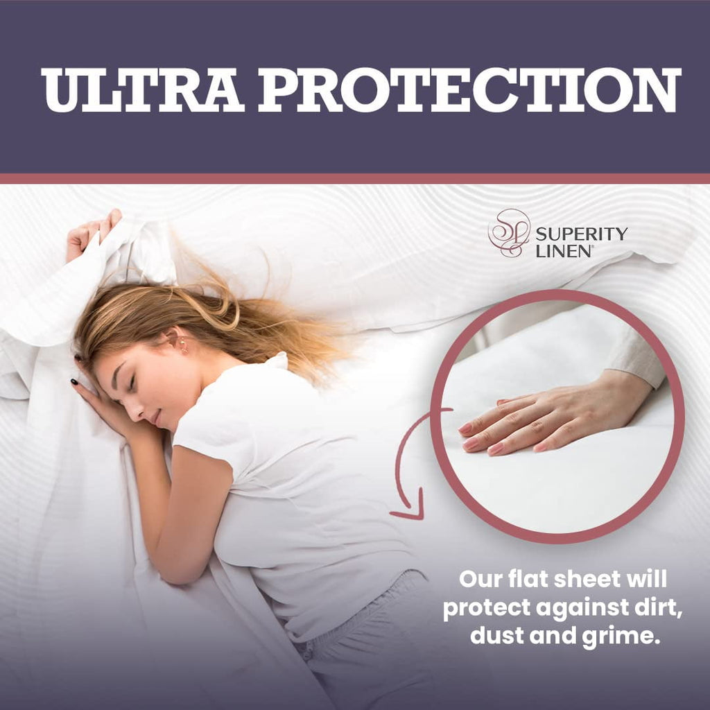 Wrinkle-Resistant Oversized King Size Flat Sheet for Bed - 100% Cotton - Durable and Comfortable with 200 Thread Count - Soft, Breathea... - Breathable Egyptian Cotton Flat & Fitted Sheets Detail