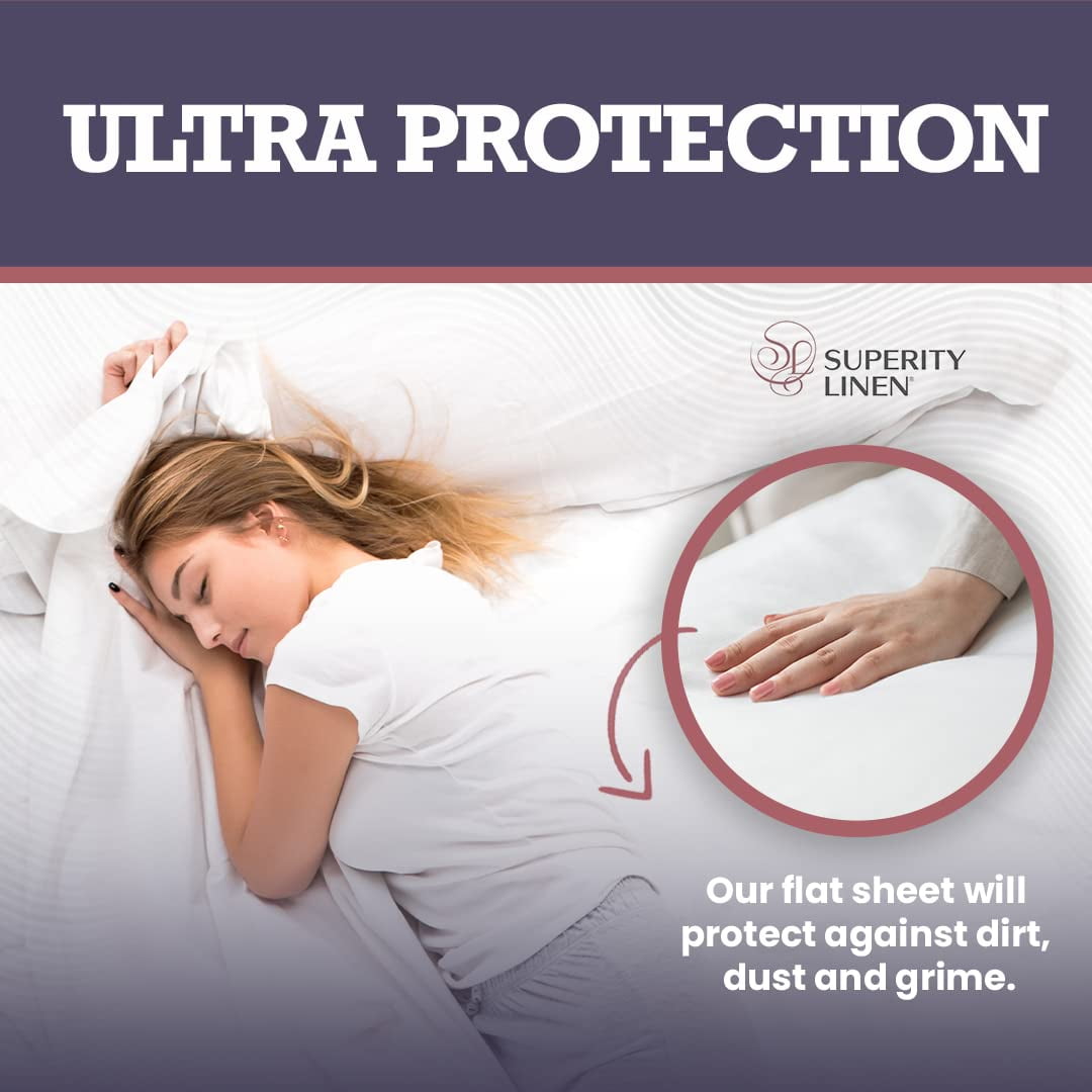 Wrinkle-Resistant Oversized King Size Flat Sheet for Bed - 100% Cotton - Durable and Comfortable with 200 Thread Count - Soft, Breathea... - Breathable Egyptian Cotton Flat & Fitted Sheets Detail