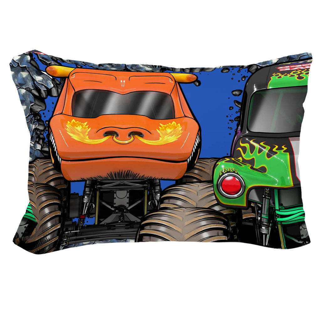 Hypoallergenic Cloud Monster Jam Smash & Mash Kids Multicolor 2 Piece Reversible Comforter and Pillowcase Bedding Set, Twin/Full - All-Season Down Alternative Comforter Insert Detail