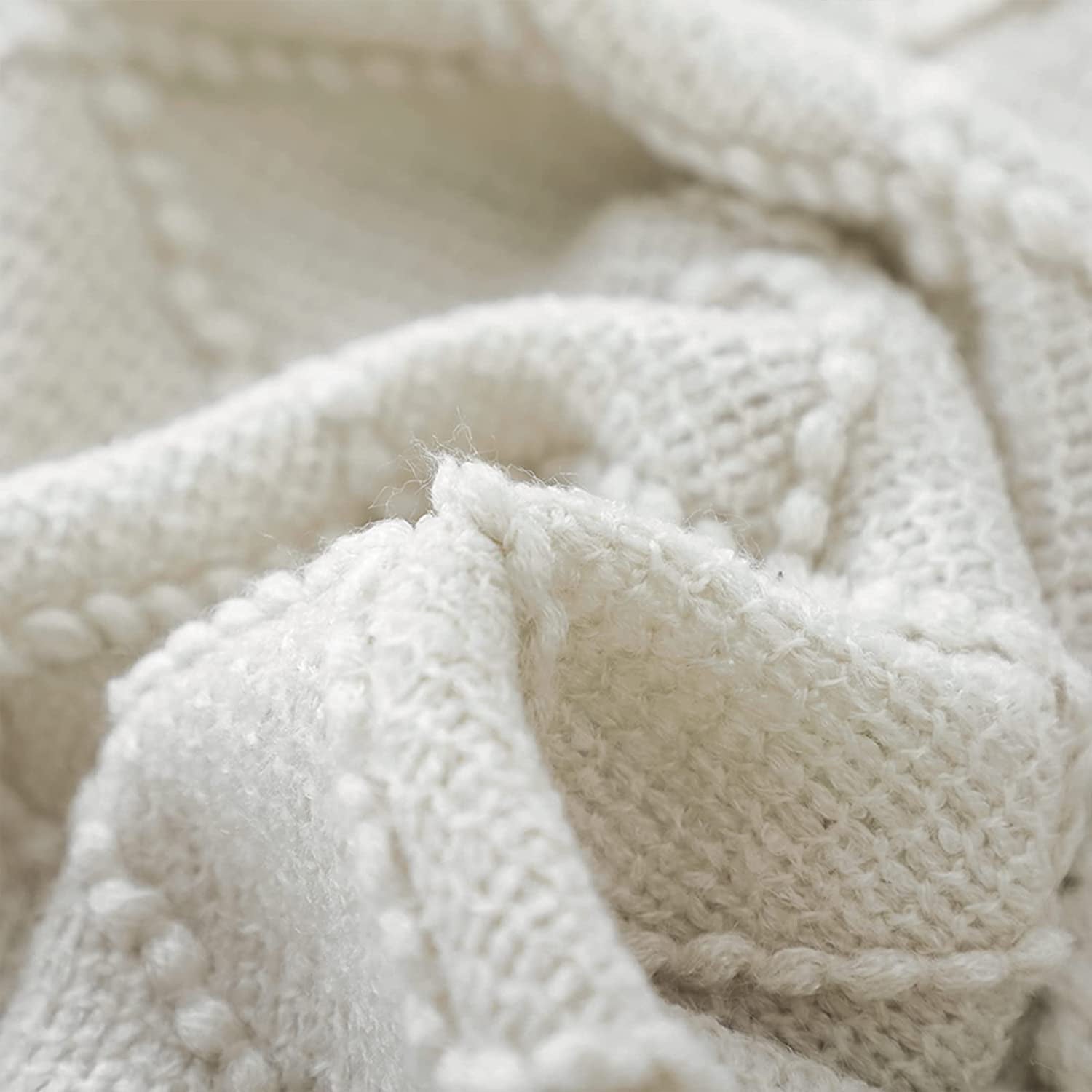 Reversible Sherpa Rhombus Beige Throw Blanket, Soft and Lightweight, 50"x 60" - Cozy Fleece Throw Blanket for Couch & Bed Detail