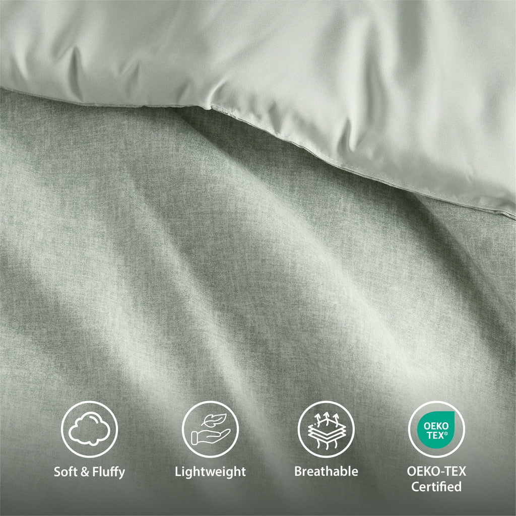 Hypoallergenic Cloud Full/Queen Comforter Sets, Reversible 3 Piece Extra Soft Bedding Set, Chambray Print Sage Green Comforter Bed Set wit... - Hypoallergenic Ultra-Fluffy Quilt for Winter Detail