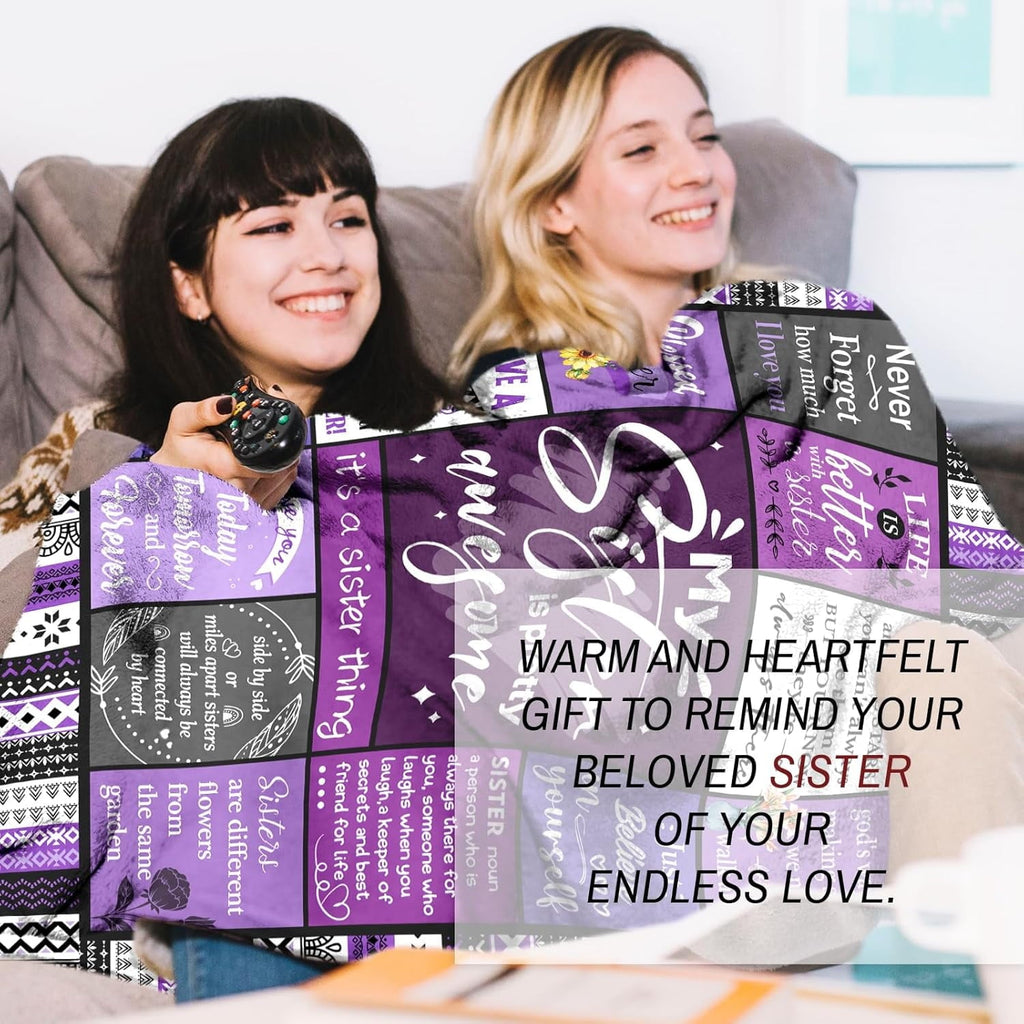 Lightweight Warm Sister Gifts Blanket, Sister Gifts , Happy Birthday Gifts for Sister, Unique Sister Gifts for My Dear Sister on Mothe... - Cozy Fleece Throw Blanket for Couch & Bed Detail