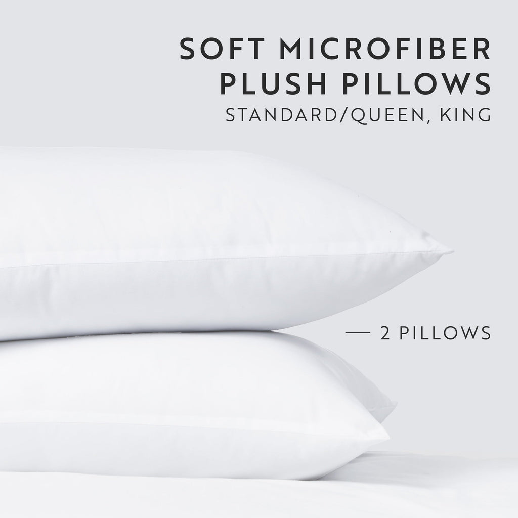 Hotel Collection Plush Bed Pillows 2-Pack For All Sleep Styles - Back, Side and Stomach Sleepers - in King Size - Hotel Quality Plush Sleeping Pillows Detail