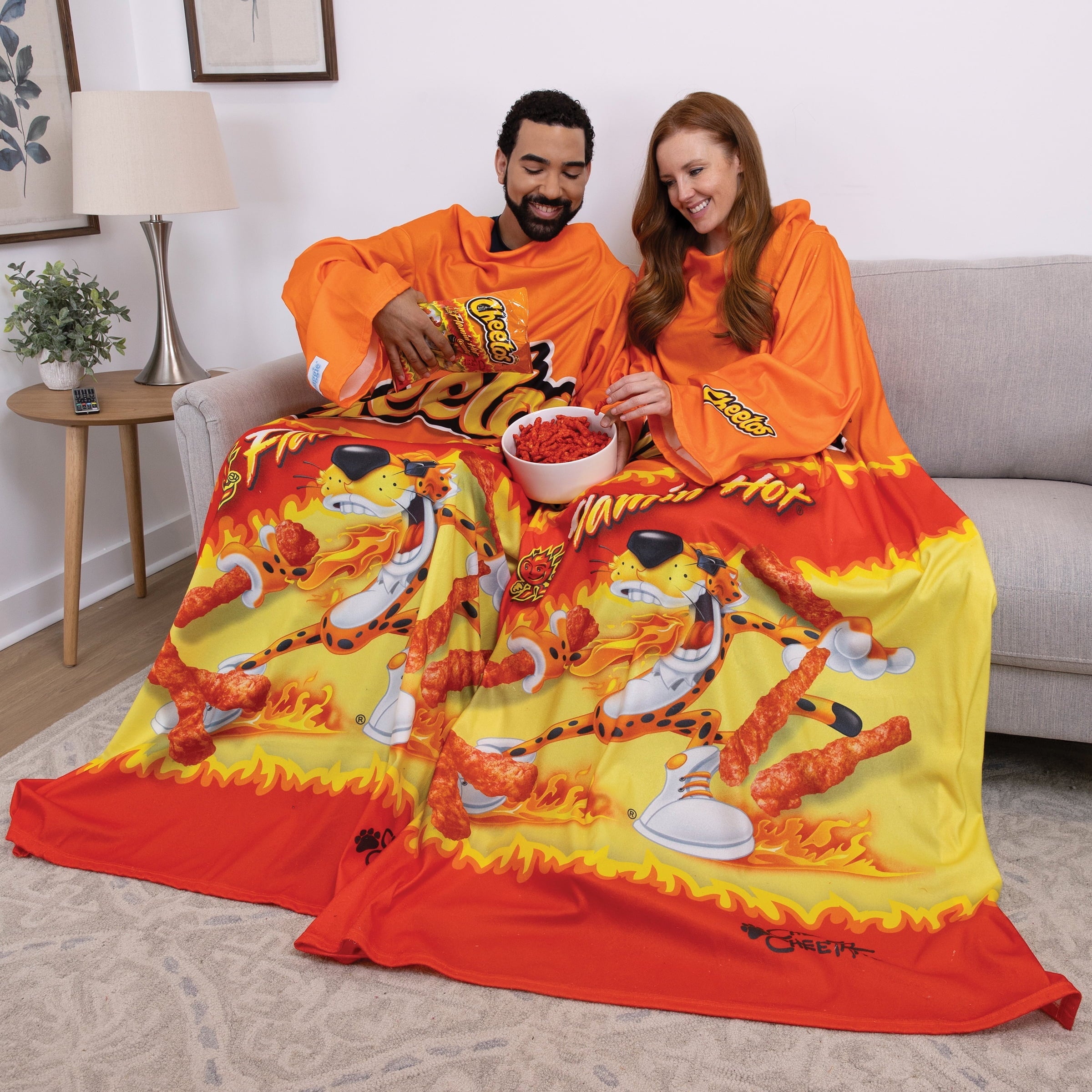 Super Soft Flannel Cheetos Flaming Hot Wearable Blanket - Lightweight Plush Warm Blanket for All Seasons Detail