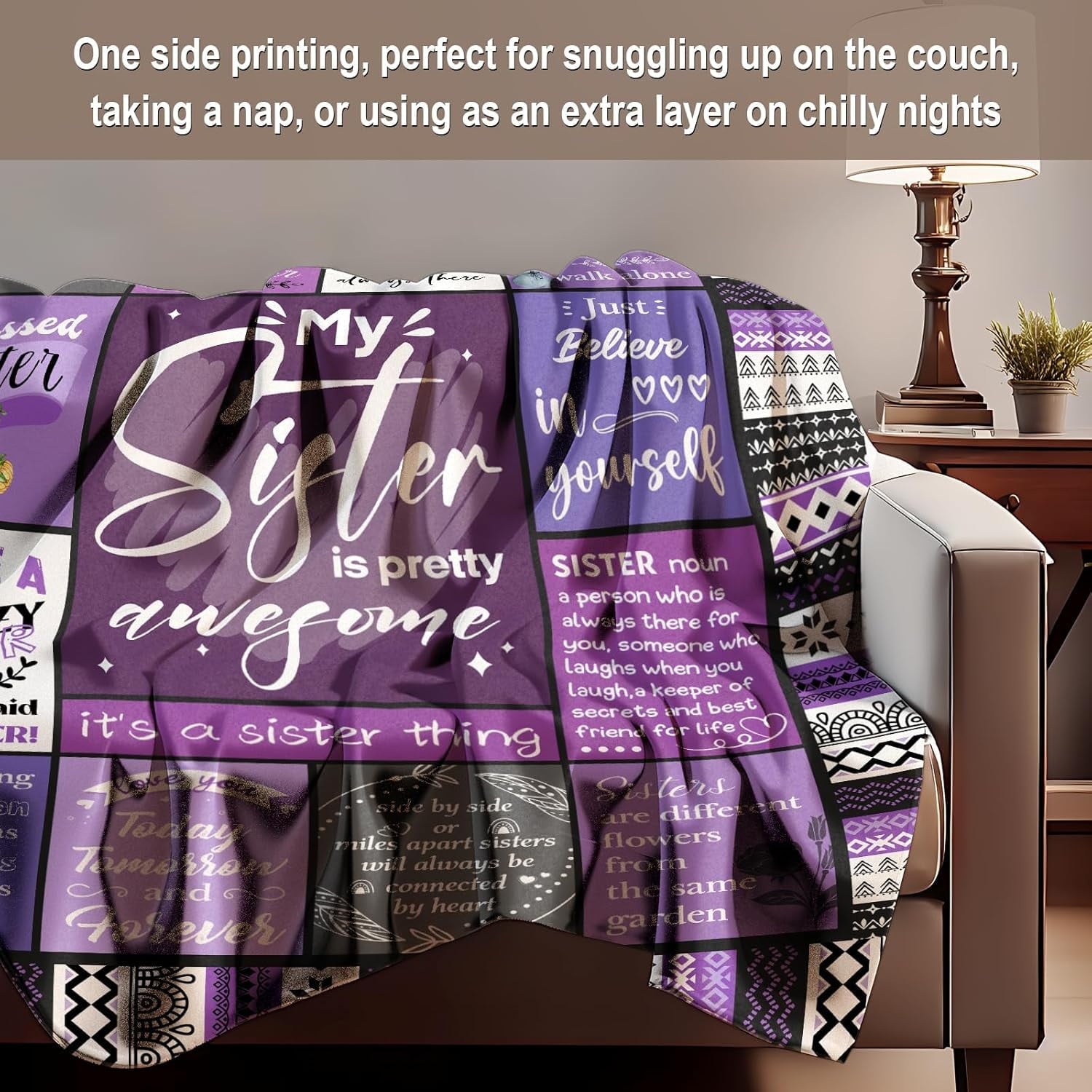 Lightweight Warm Sister Gifts Blanket, Sister Gifts , Happy Birthday Gifts for Sister, Unique Sister Gifts for My Dear Sister on Mothe... - Cozy Fleece Throw Blanket for Couch & Bed Detail
