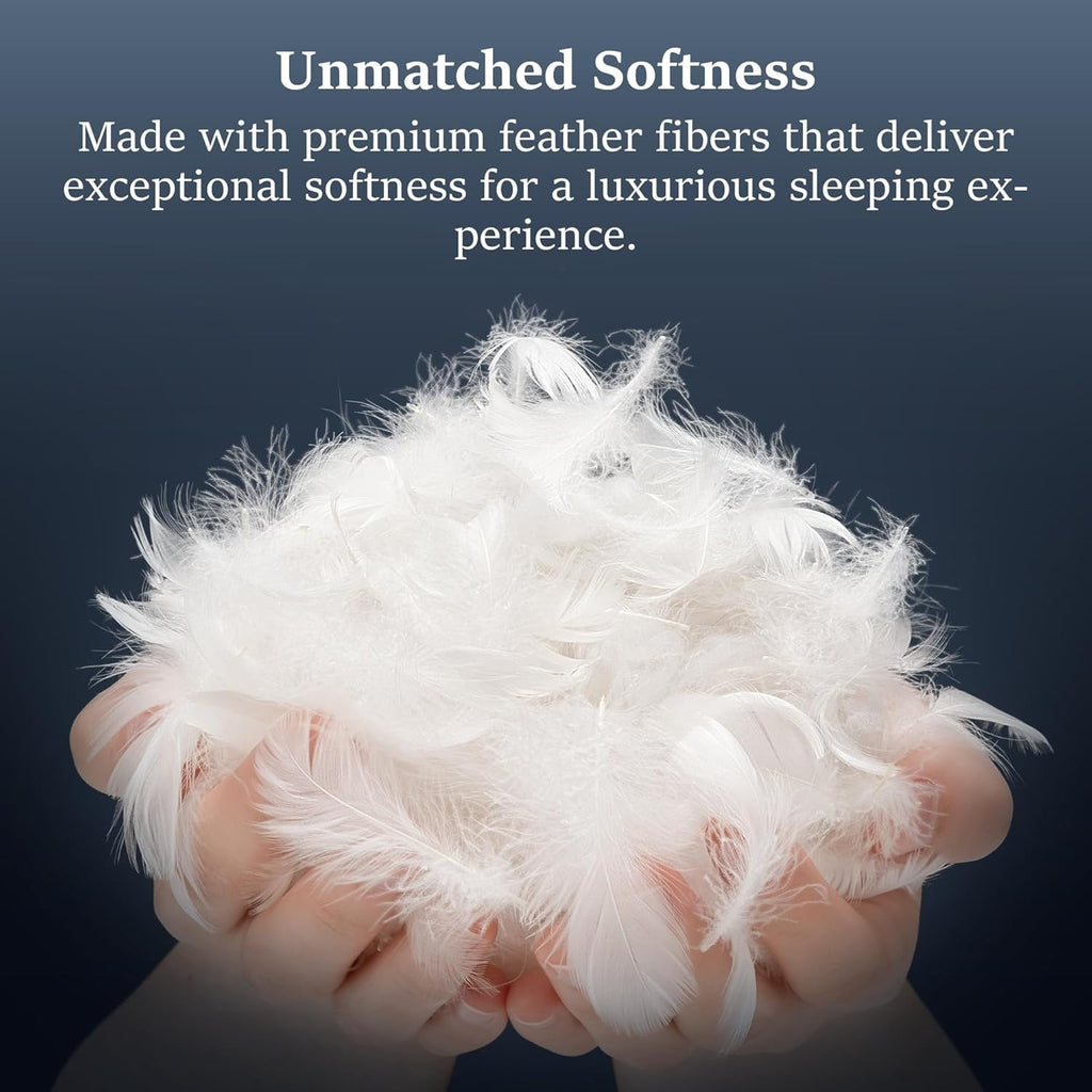 Decorative Plump Goose Feather Pillows Queen Size Set of 2, Hotel Down Bed Pillow for Sleeping,Soft 600 TC Cotton Cover - Decorative Throw Pillow Cushion for Sofa & Bed Detail