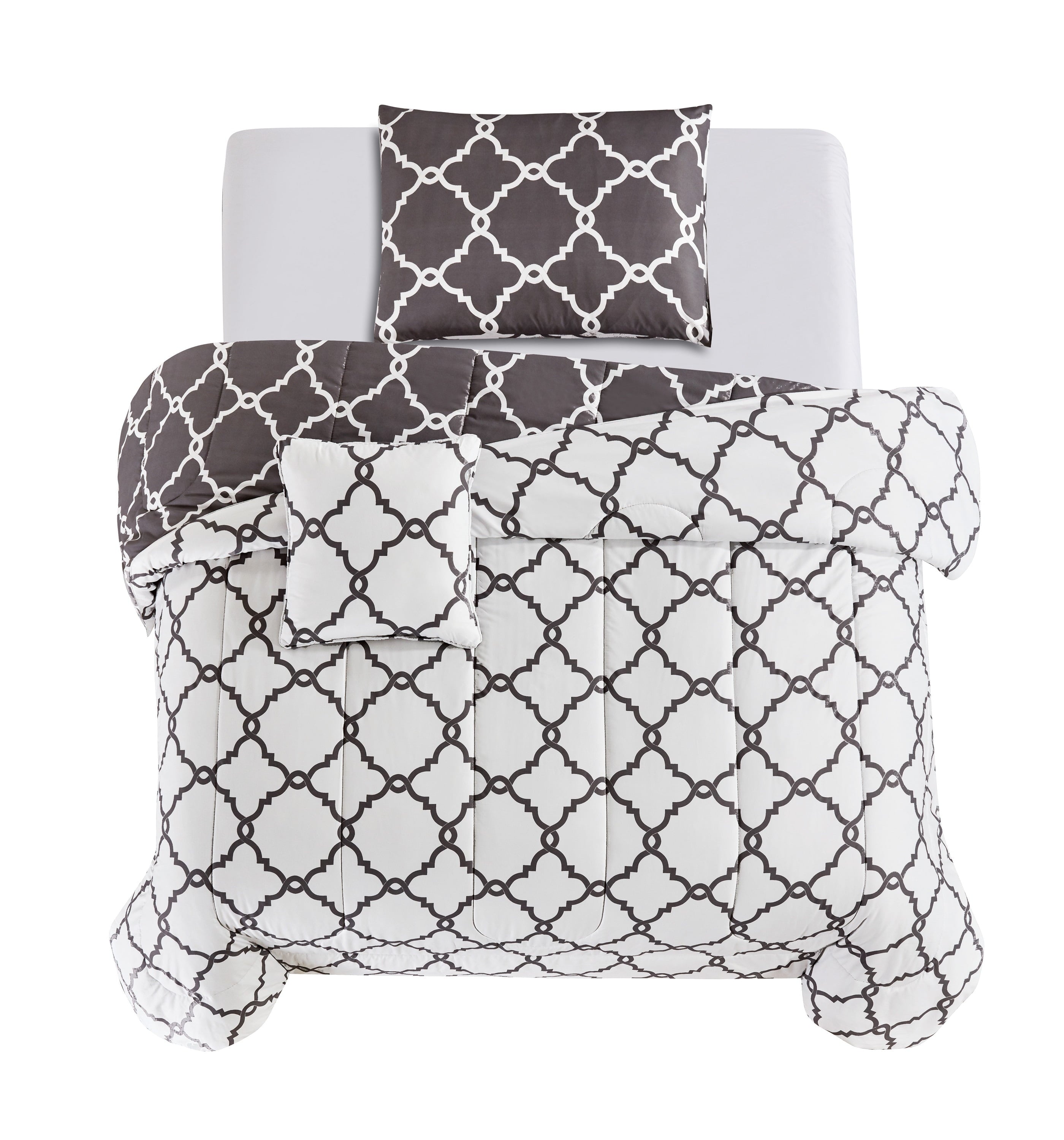 Luxurious Quilted 4 Piece Geometric Twin Comforter Set - Polyester Filling Reversible Washable Comforter Set - All-Season Down Alternative Comforter Insert Detail