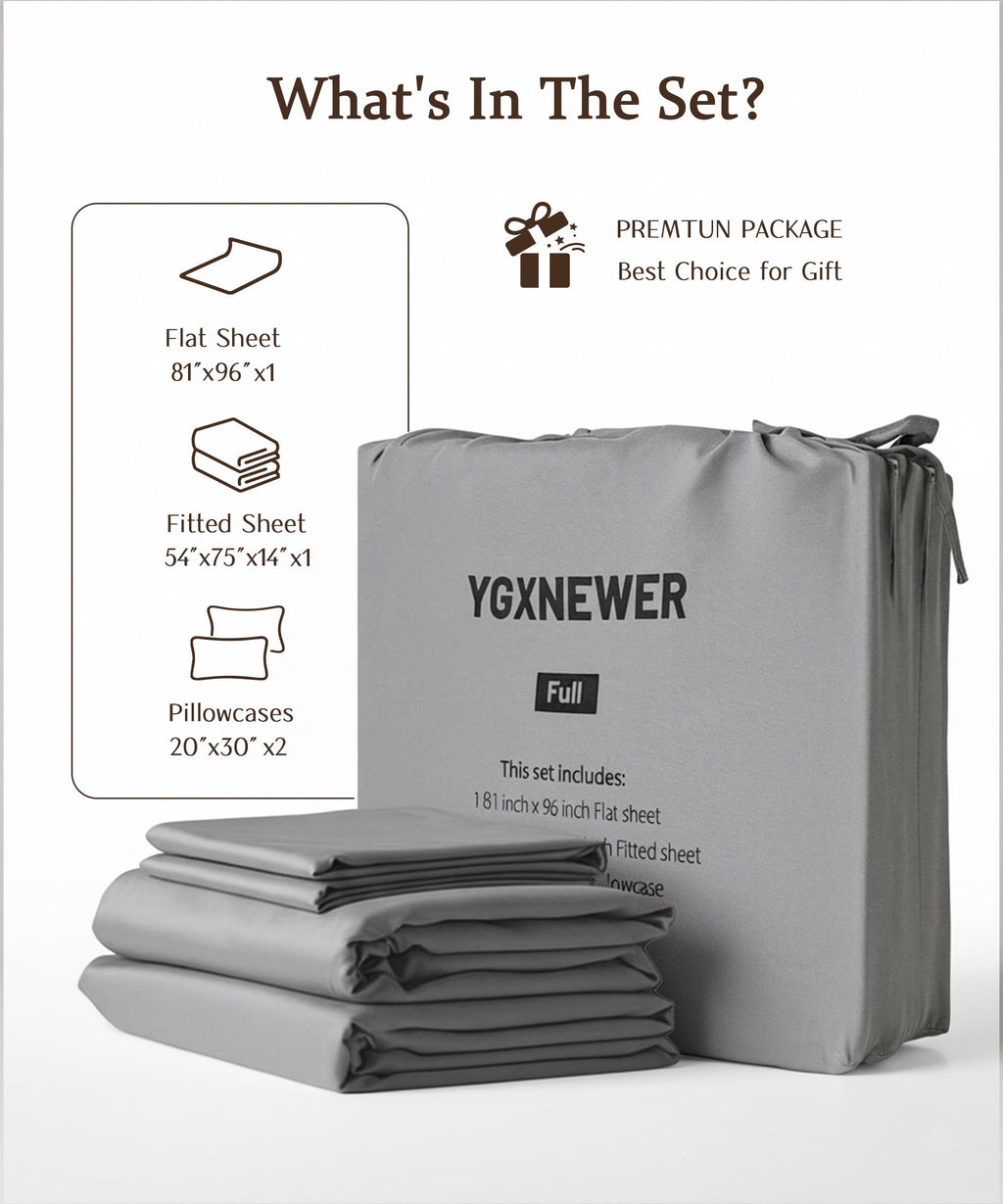 Premium Egyptian Cotton Full Size 4 Piece Sheet Set, Comfy Breathable Cooling Bed Sheets Set, Hotel Luxury Bedding, Deep Pockets, Ultra-Soft,... - Premium Ultra-Soft Pillowcase Pair for Sleeping Detail