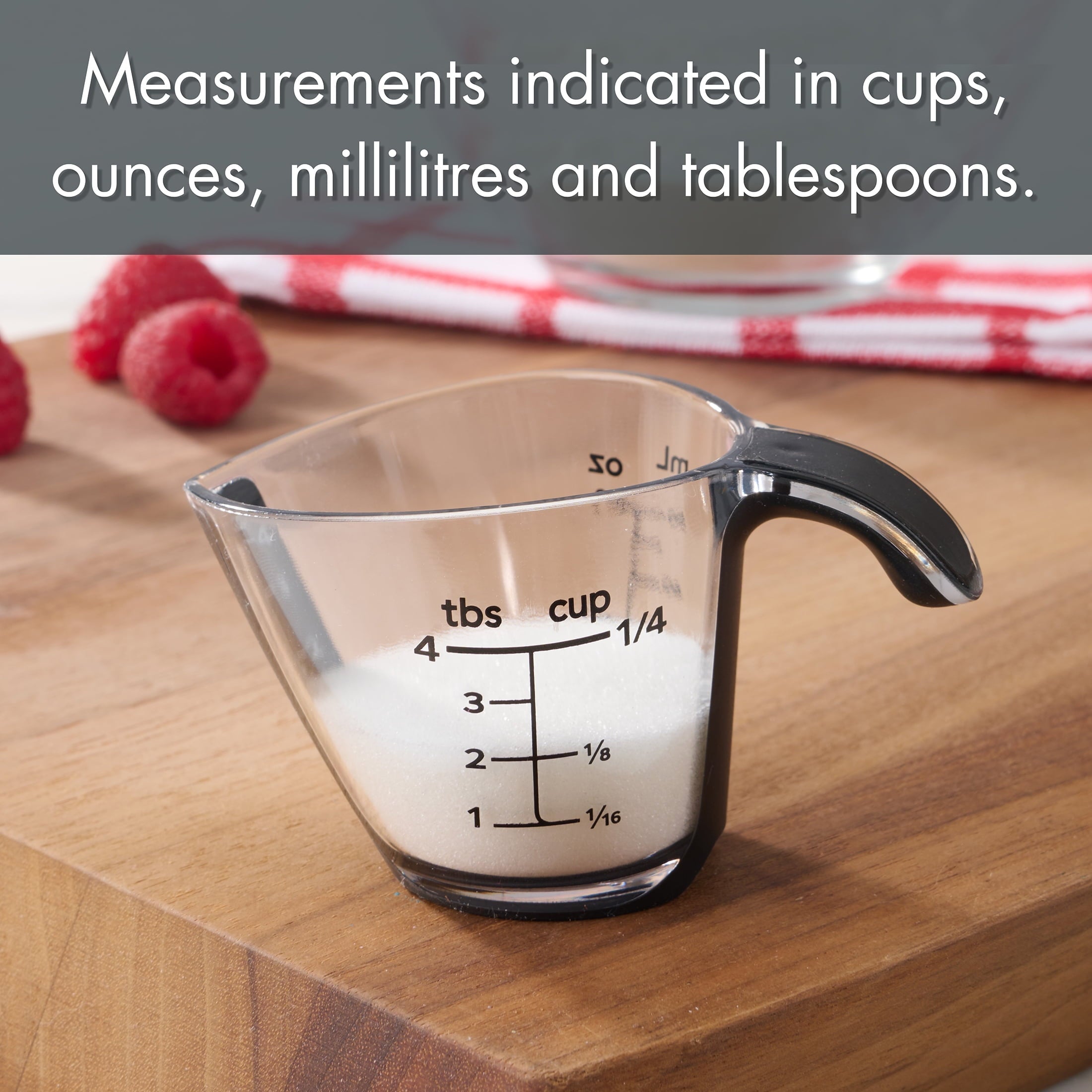 Innovative 1/4C Plastic Mini Measuring Cup, Black/Transparent - Kitchen Gadget Tool for Quick Food Prep Detail